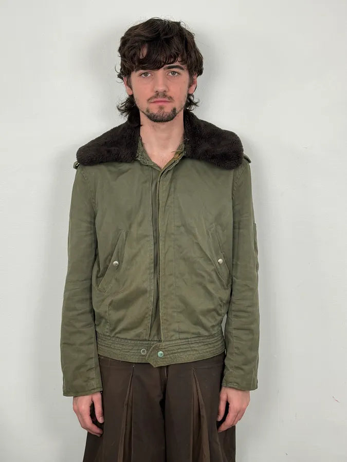1960s U.S. Army Khaki Military Fur Collar Jacket QUbHqNn 0