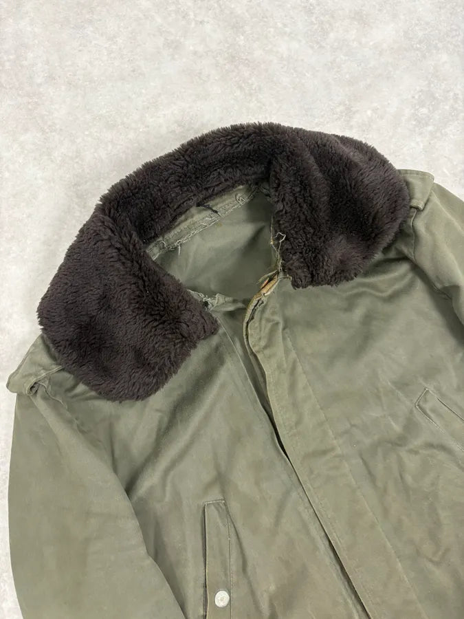 1960s U.S. Army Khaki Military Fur Collar Jacket QUbHqNn 4
