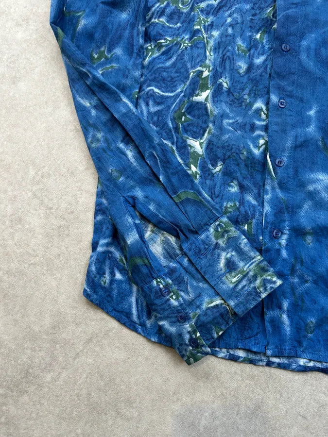 2000s Cavalli Blue Ocean Abstract Shirt SmMWFlM 6