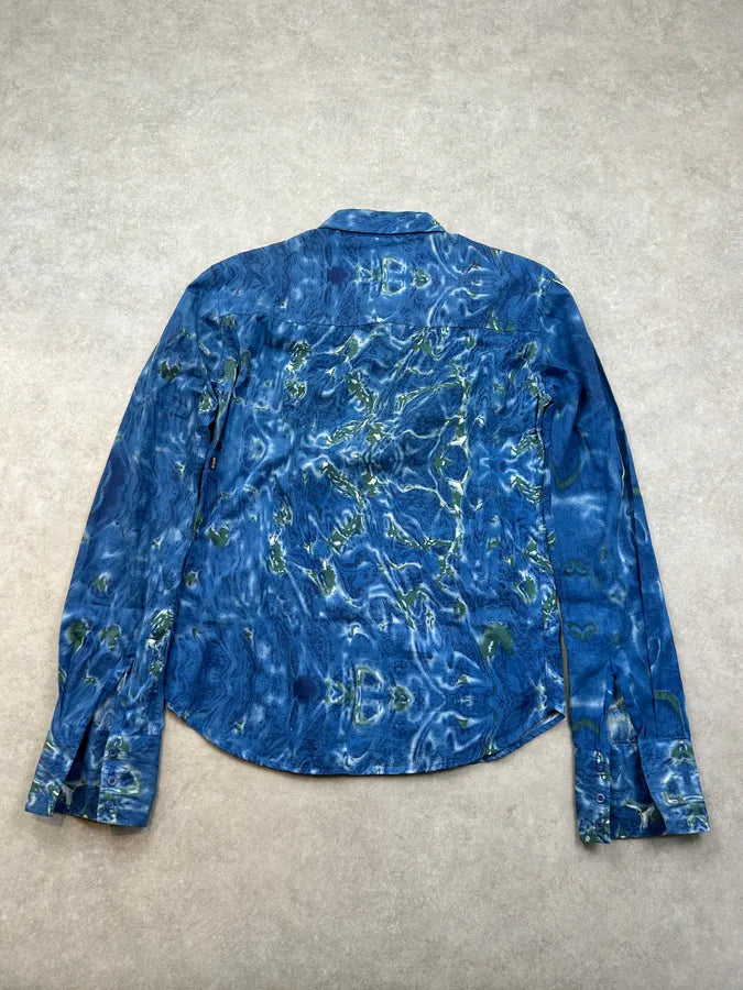 2000s Cavalli Blue Ocean Abstract Shirt SmMWFlM 3