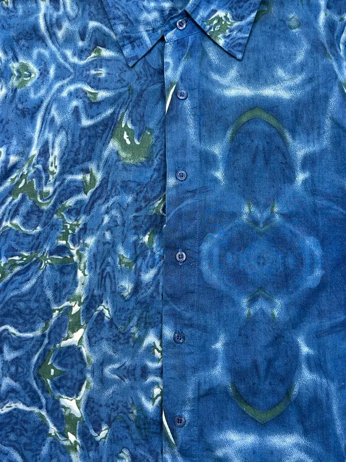2000s Cavalli Blue Ocean Abstract Shirt SmMWFlM 7