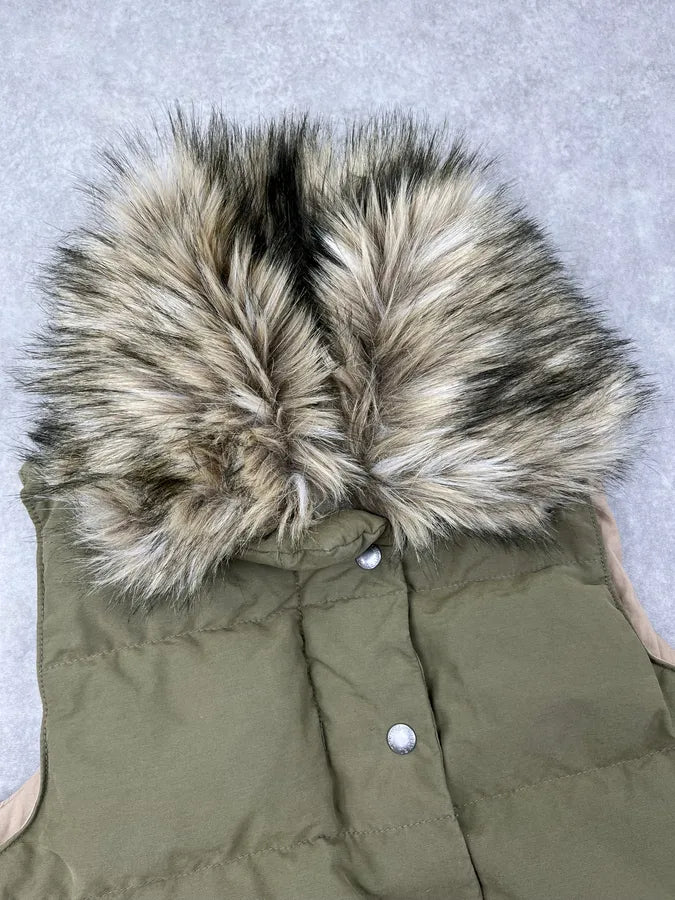 2010s Ralph Lauren Denim& Supply Olive Nylon Quilted Faux Fur Vest YVGixne 5