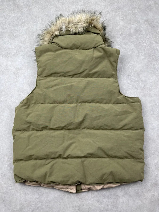 2010s Ralph Lauren Denim& Supply Olive Nylon Quilted Faux Fur Vest YVGixne 1