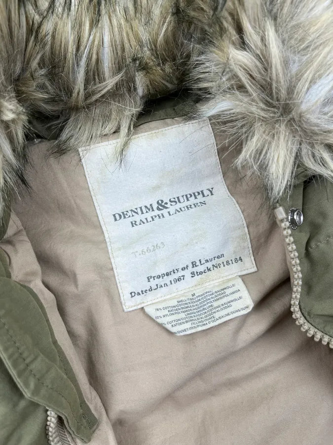 2010s Ralph Lauren Denim& Supply Olive Nylon Quilted Faux Fur Vest YVGixne 8
