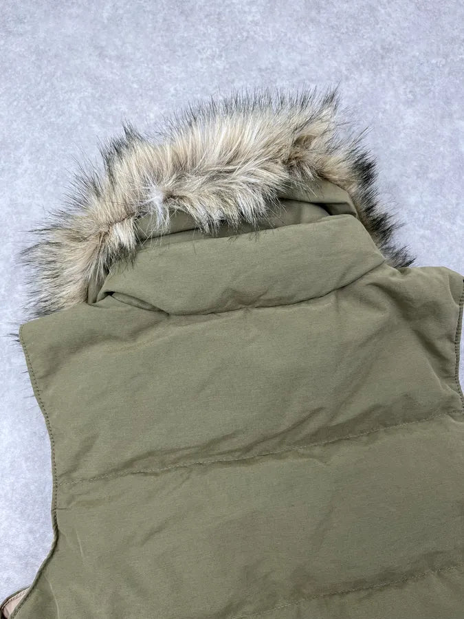 2010s Ralph Lauren Denim& Supply Olive Nylon Quilted Faux Fur Vest YVGixne 6