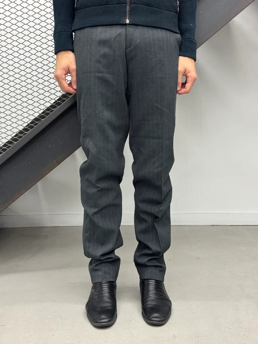 1980s Archive Grey Italian Striped Pants yYNecbL 0