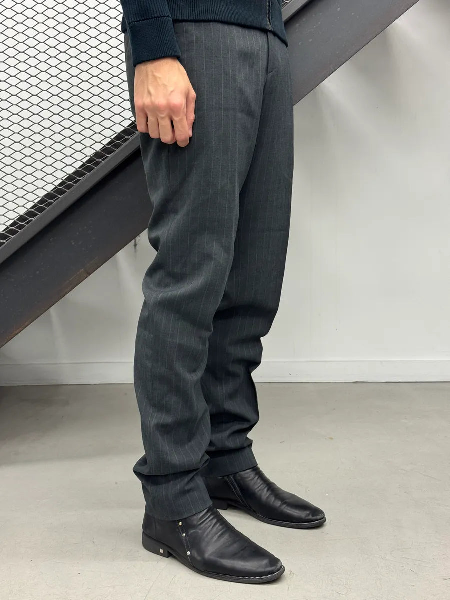 1980s Archive Grey Italian Striped Pants yYNecbL 1