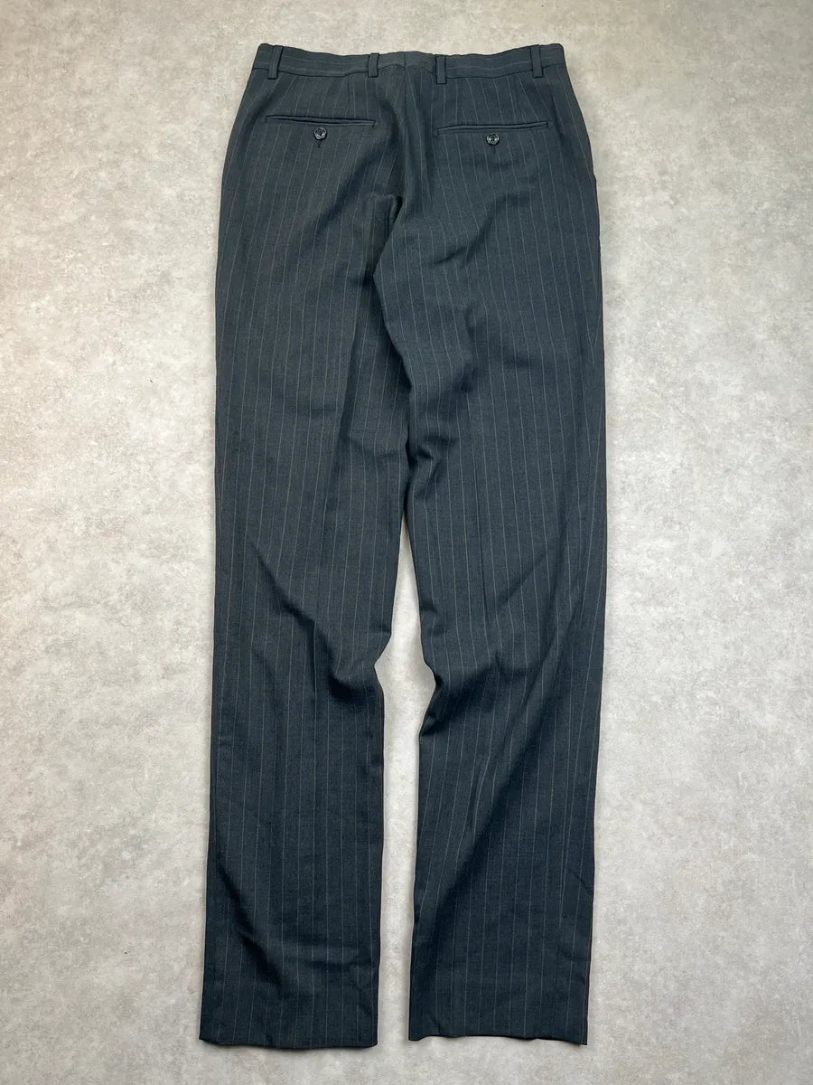 1980s Archive Grey Italian Striped Pants yYNecbL 4