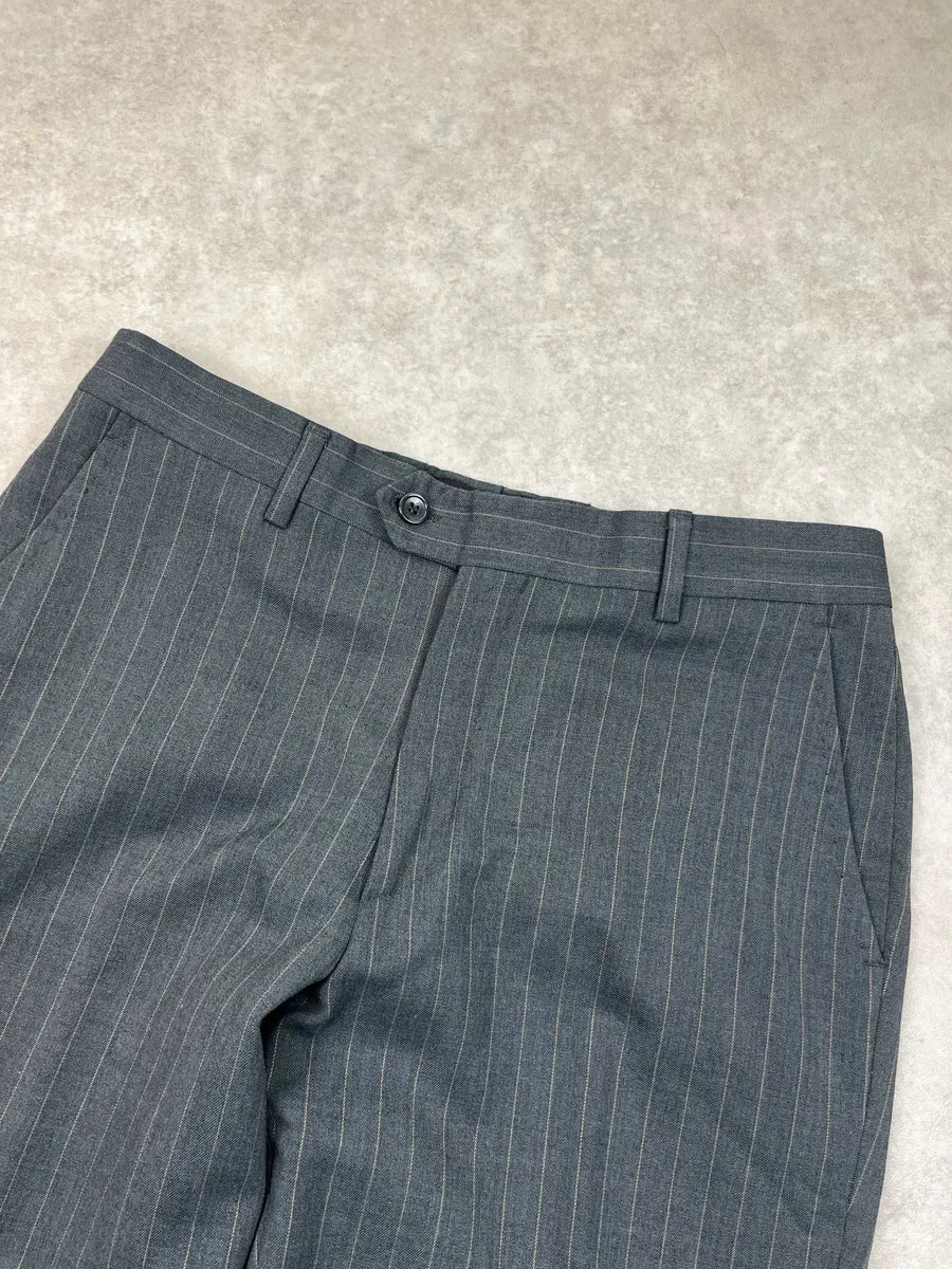 1980s Archive Grey Italian Striped Pants yYNecbL 5