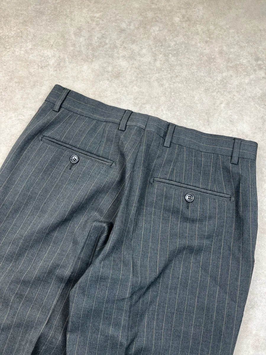 1980s Archive Grey Italian Striped Pants yYNecbL 6