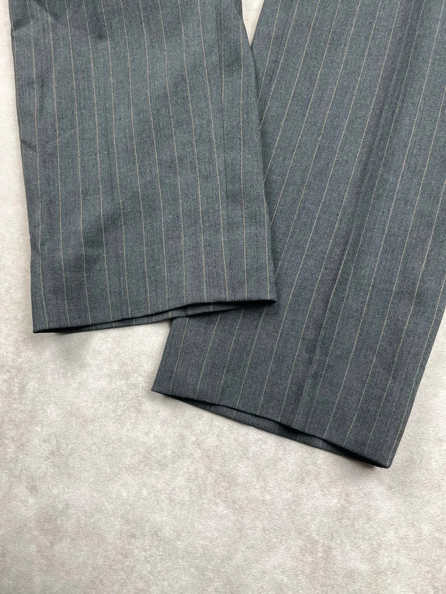 1980s Archive Grey Italian Striped Pants yYNecbL 7