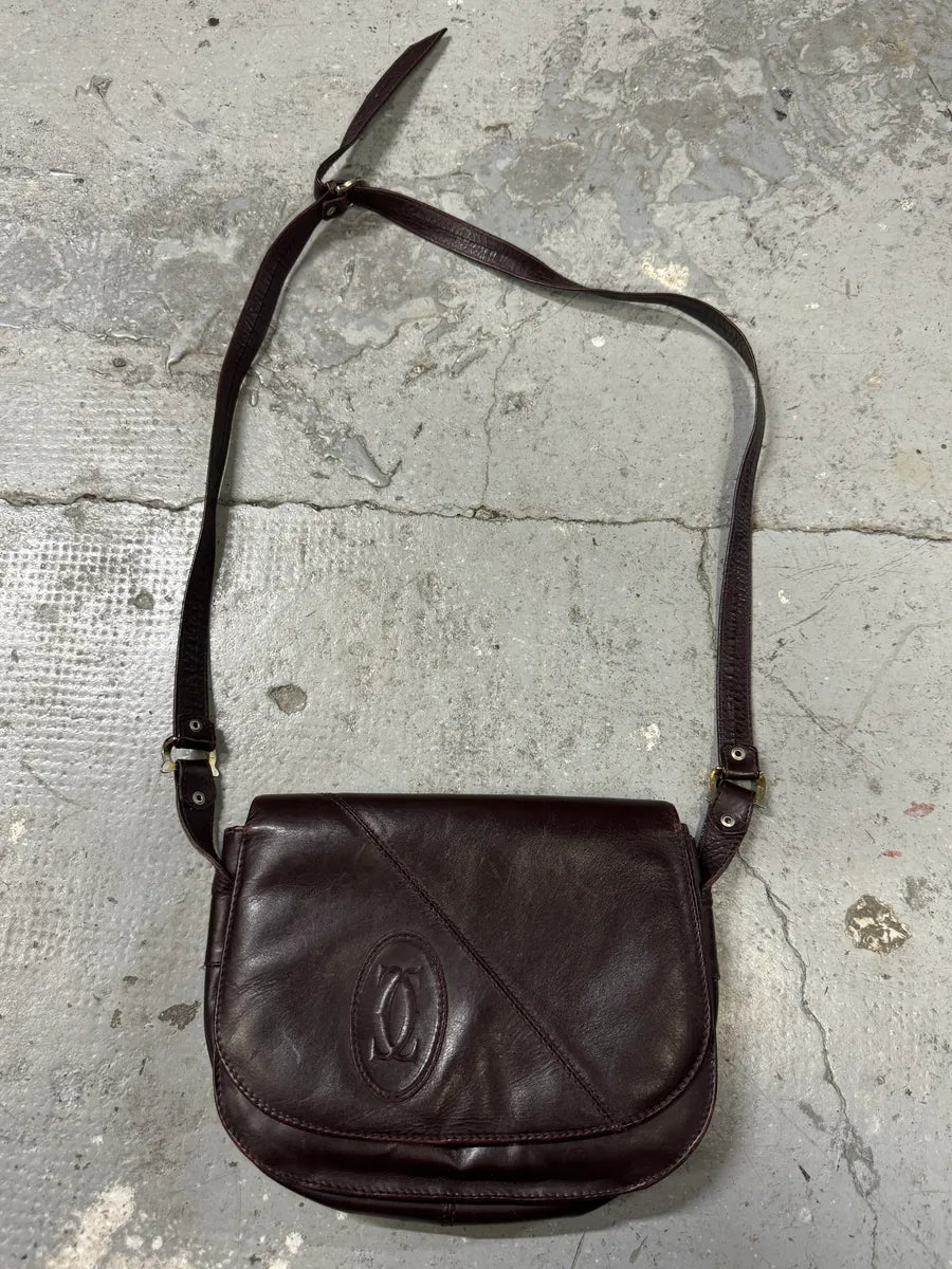 1980s Cartier Burgundy Leather Shoulder Bag (OS) vVTMBqS 0