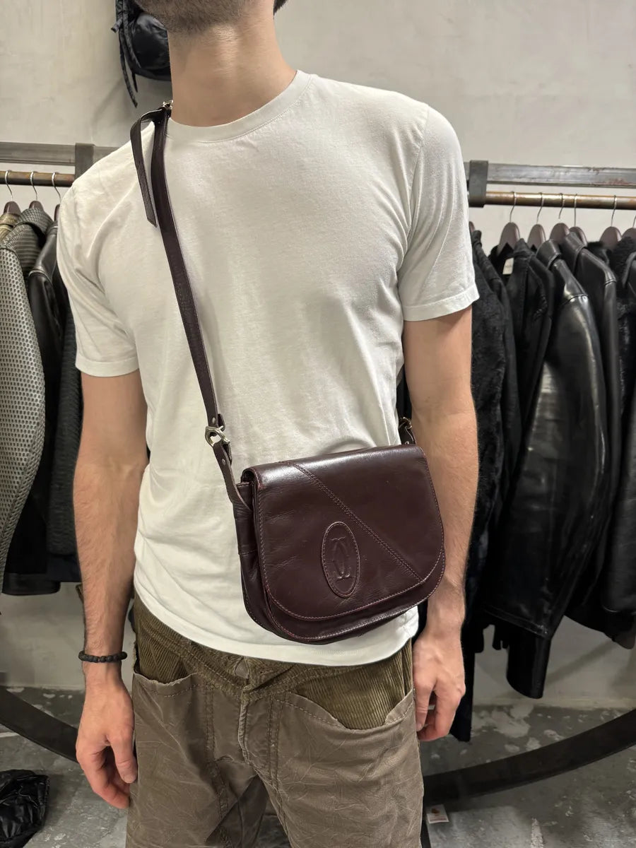 1980s Cartier Burgundy Leather Shoulder Bag (OS) vVTMBqS 3