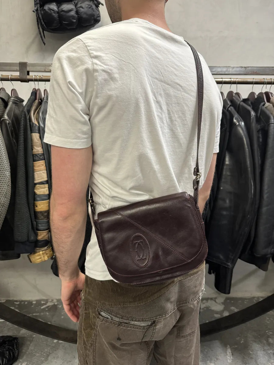1980s Cartier Burgundy Leather Shoulder Bag (OS) vVTMBqS 4