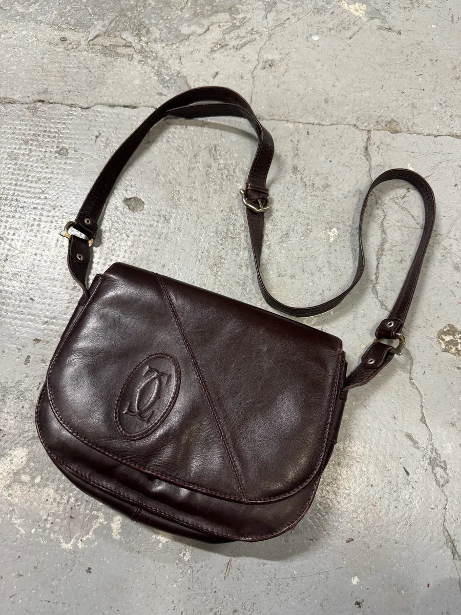 1980s Cartier Burgundy Leather Shoulder Bag (OS) vVTMBqS 7