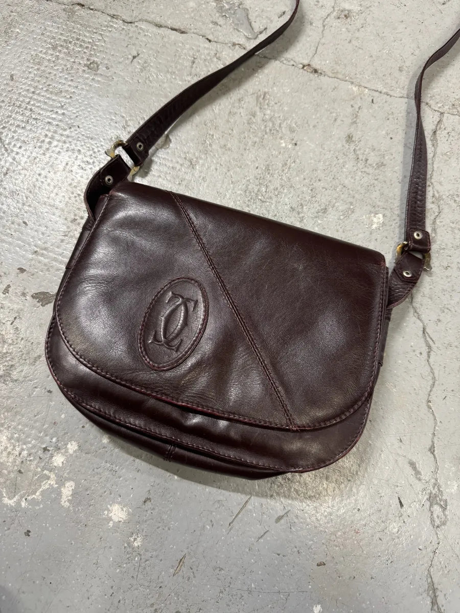 1980s Cartier Burgundy Leather Shoulder Bag (OS) vVTMBqS 9