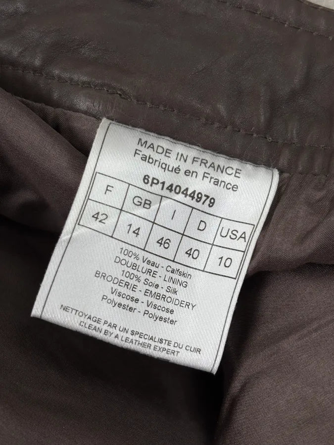 SS2006 Christian Dior Dark Brown Leather Straight Pants ZfTBrGQ 12