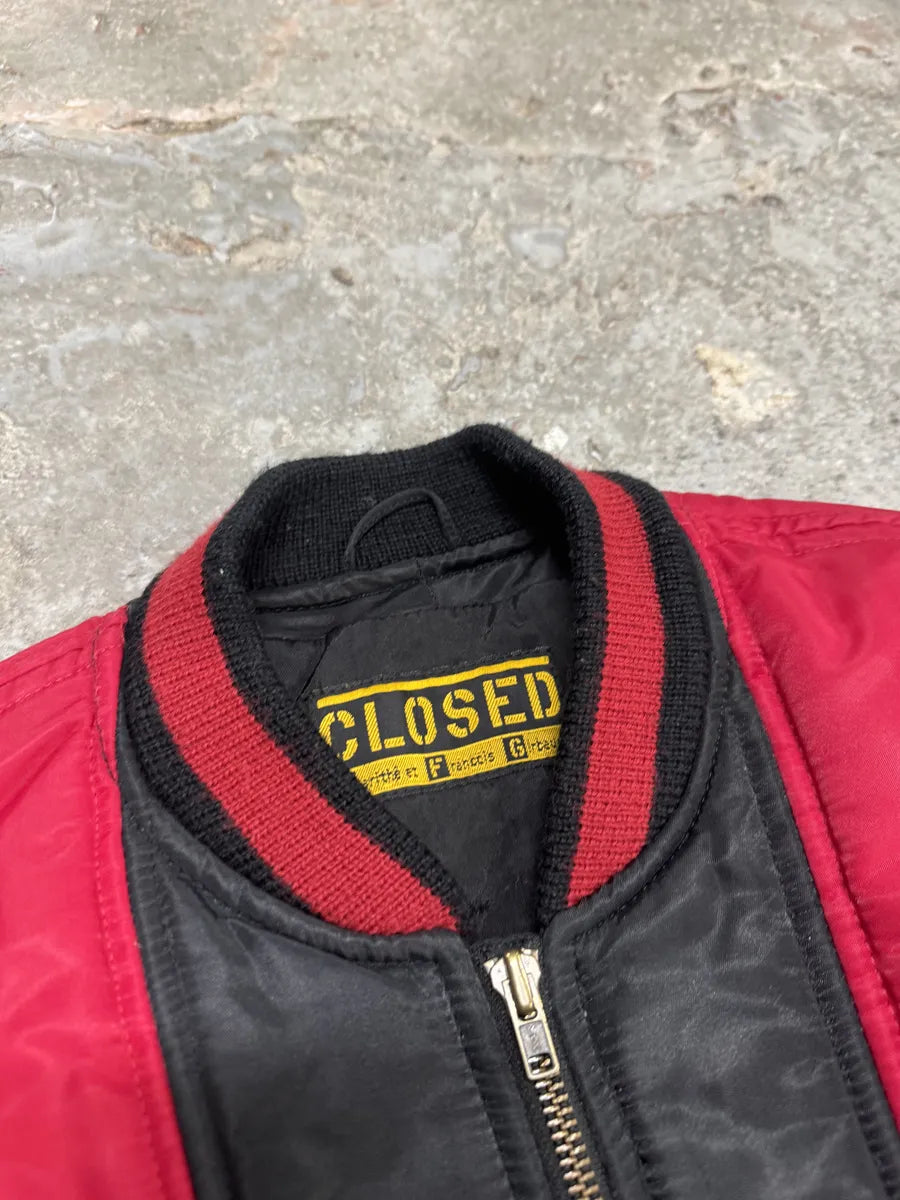 1980s Closed x Marithé & François Girbaud Cropped Black & Red Bomber Jacket (XS) 5