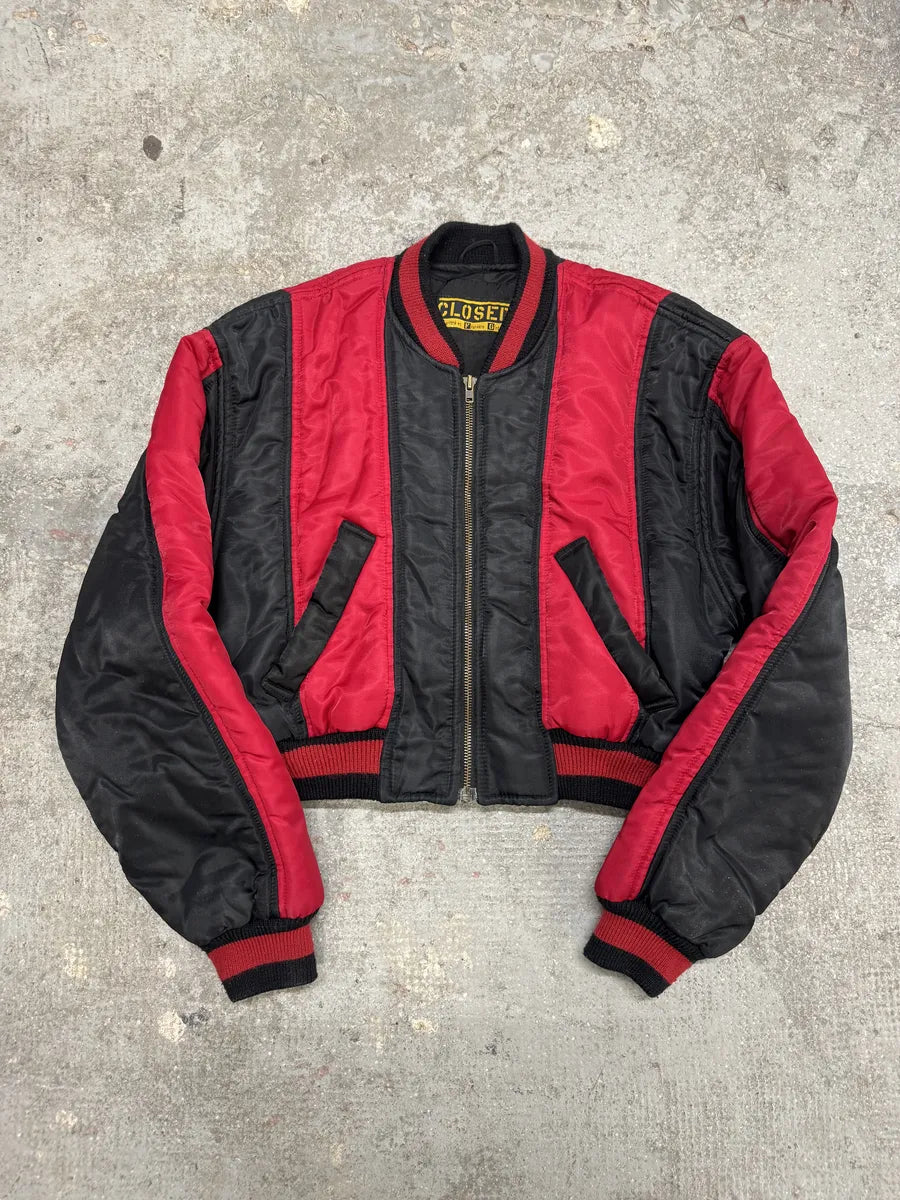 1980s Closed x Marithé & François Girbaud Cropped Black & Red Bomber Jacket (XS) 7