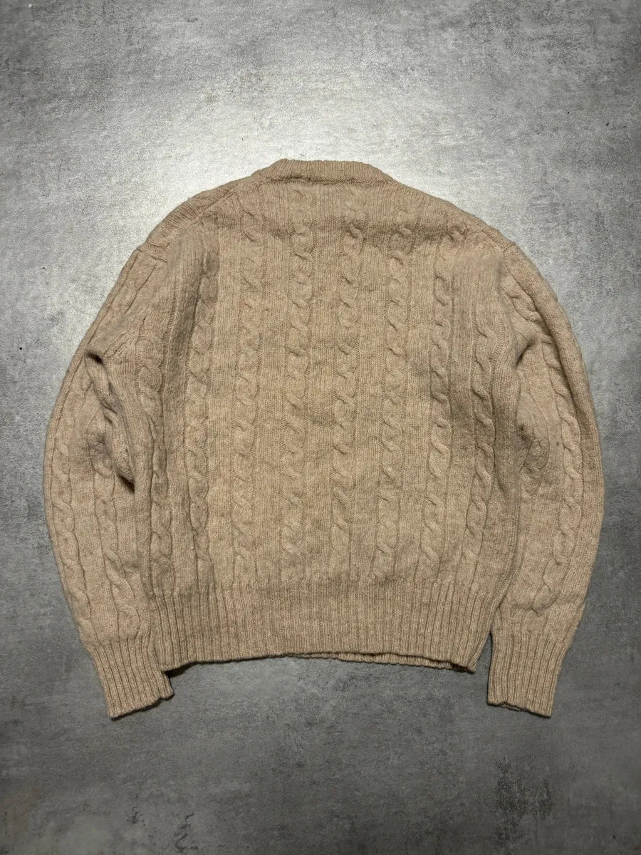 1980s Emporio Armani Beige Wool Structured Italian Sweater (XXS/XS) 1