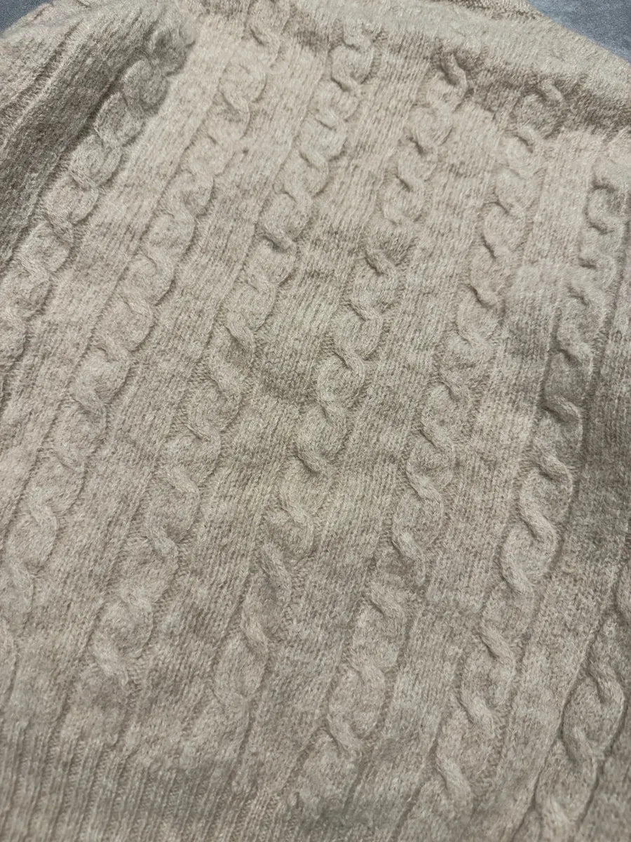 1980s Emporio Armani Beige Wool Structured Italian Sweater (XXS/XS) 2