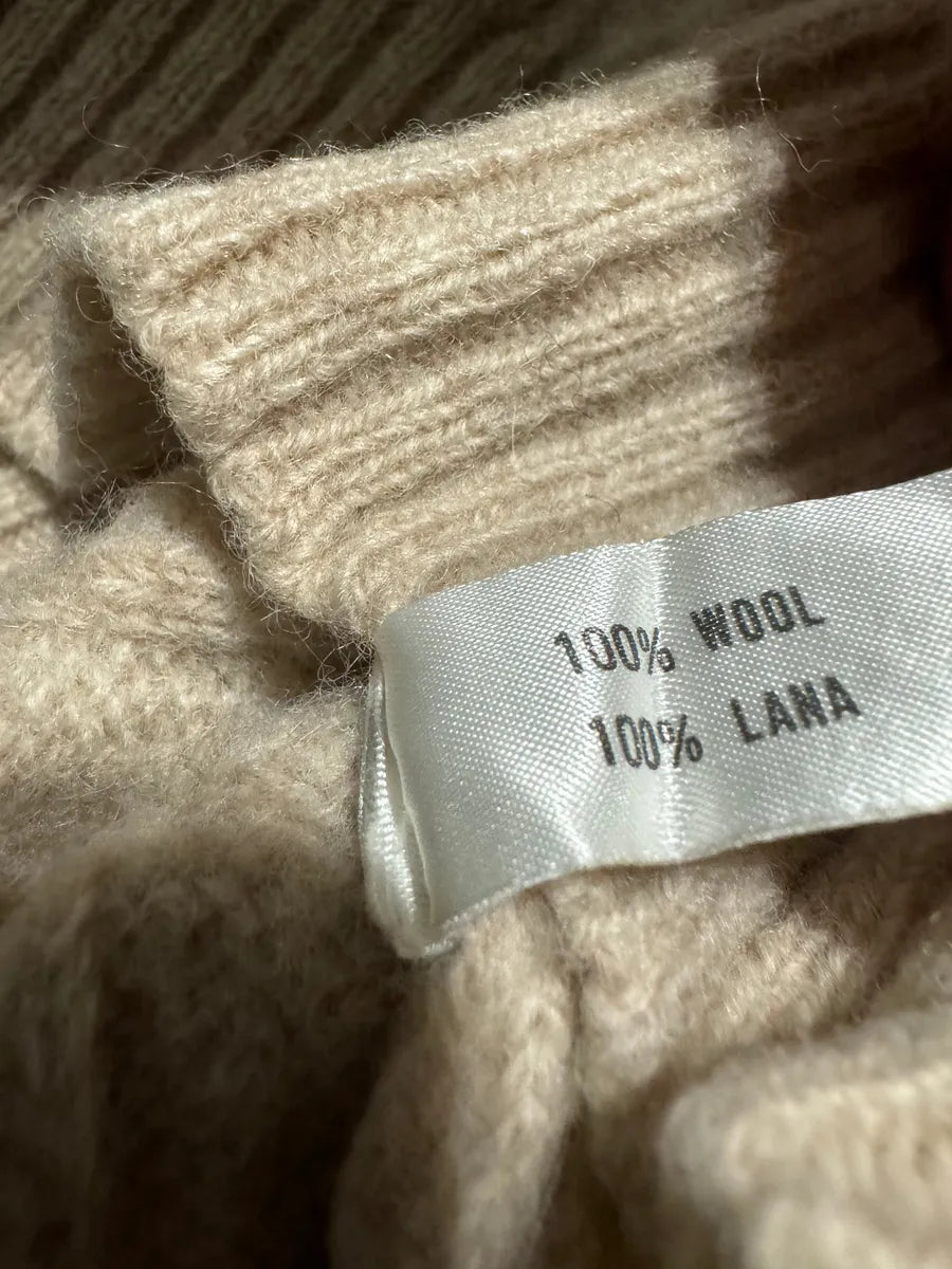 1980s Emporio Armani Beige Wool Structured Italian Sweater (XXS/XS) 3