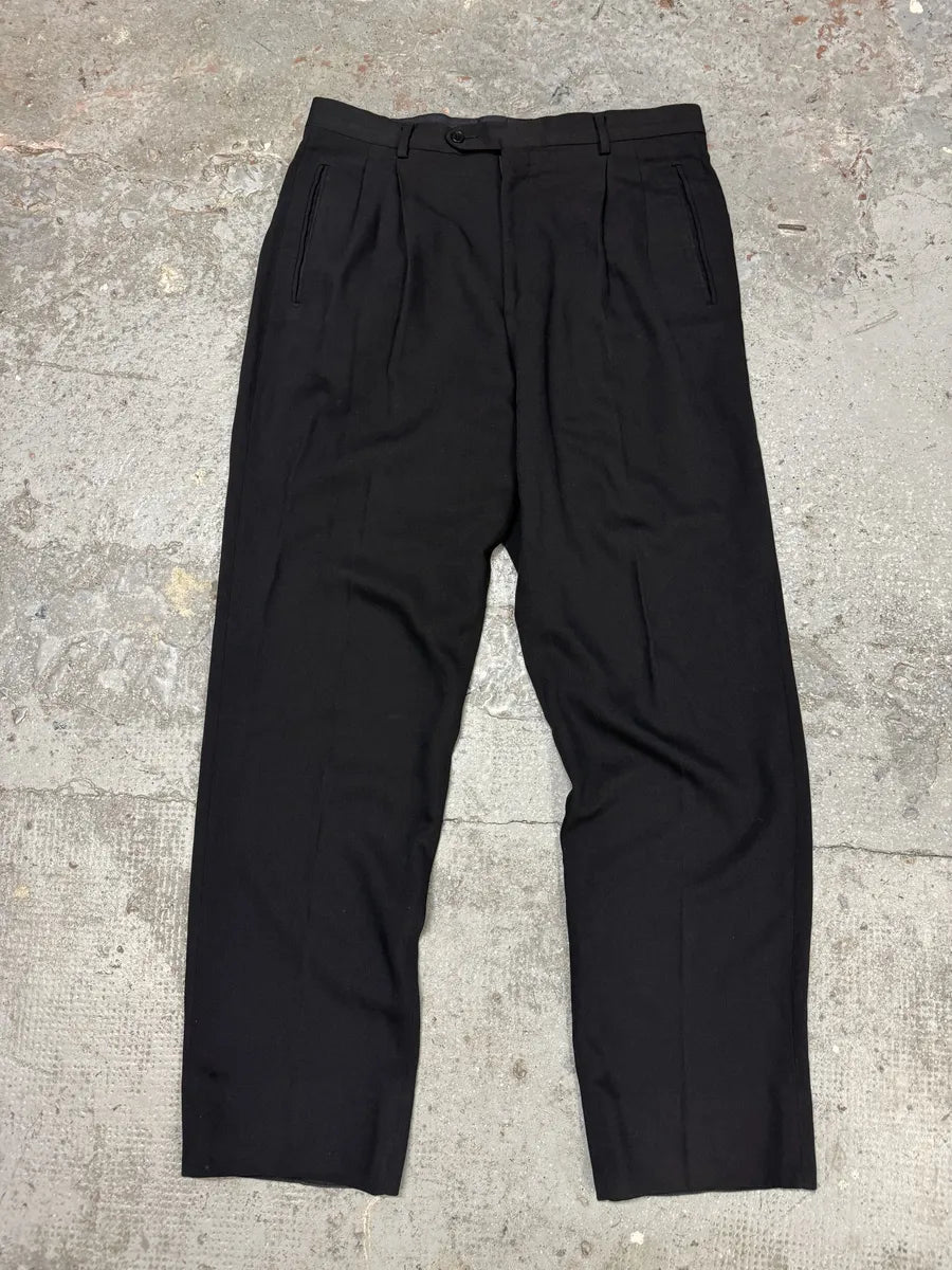 1980s Emporio Armani Black Soft Tailored Pants (L) xxJYsbZ 0