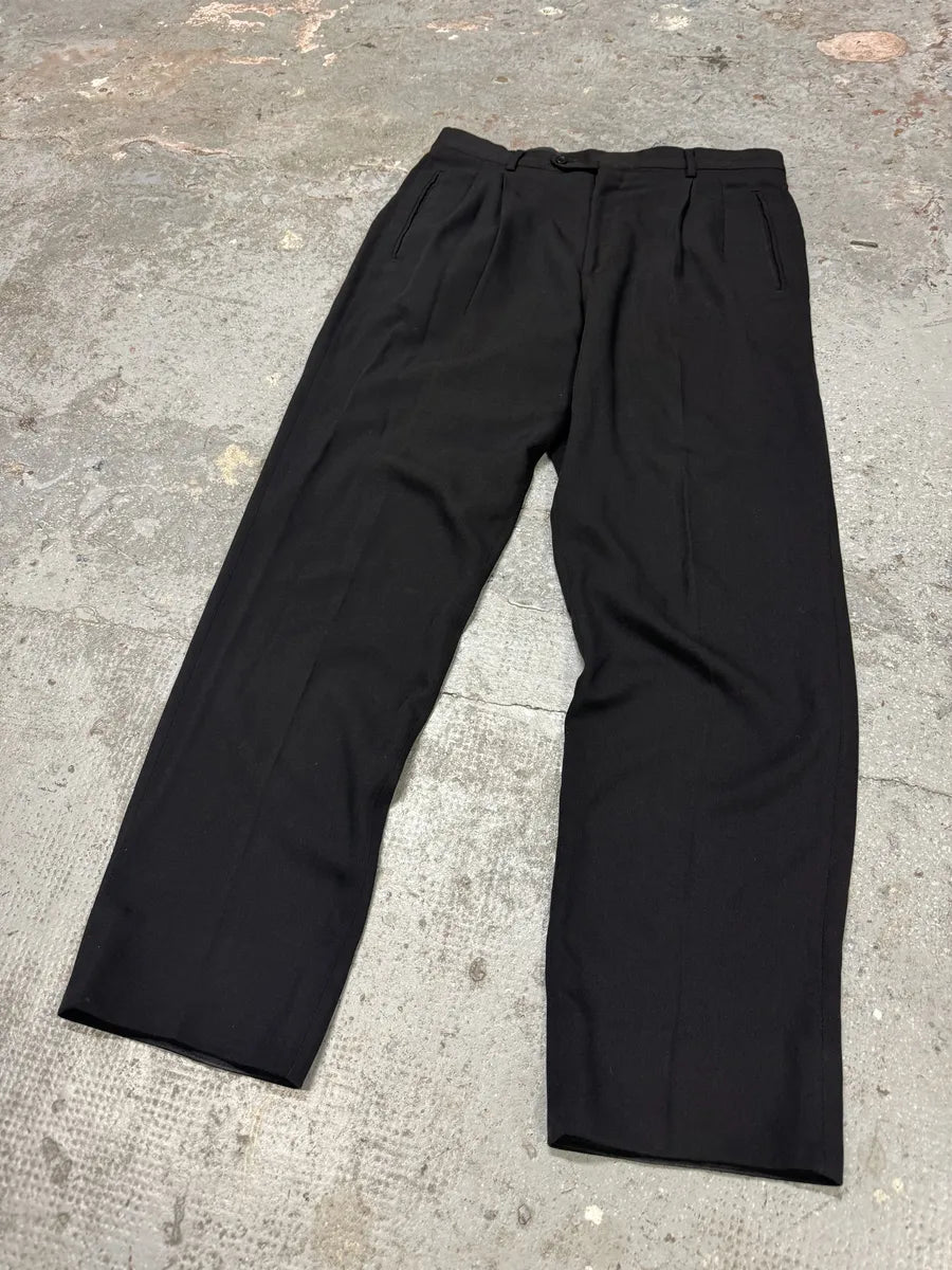 1980s Emporio Armani Black Soft Tailored Pants (L) xxJYsbZ 2