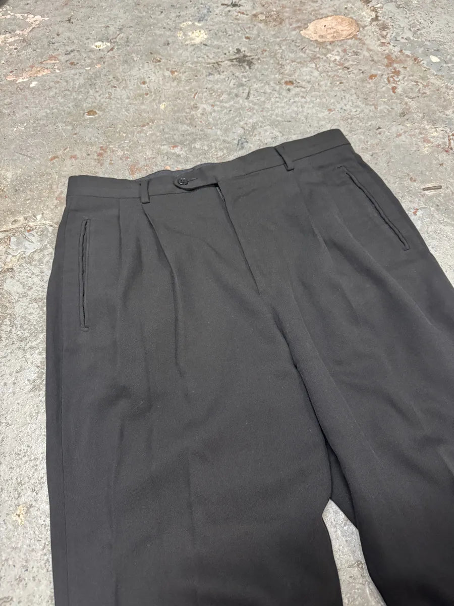 1980s Emporio Armani Black Soft Tailored Pants (L) xxJYsbZ 9