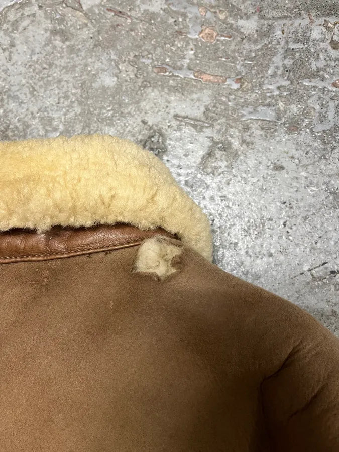 1980s Emporio Armani Camel Shearling Leather Bomber Jacket (M/L) KHmxNnl 10
