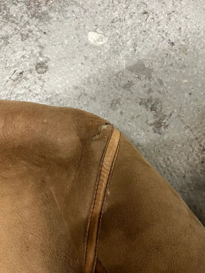 1980s Emporio Armani Camel Shearling Leather Bomber Jacket (M/L) KHmxNnl 9