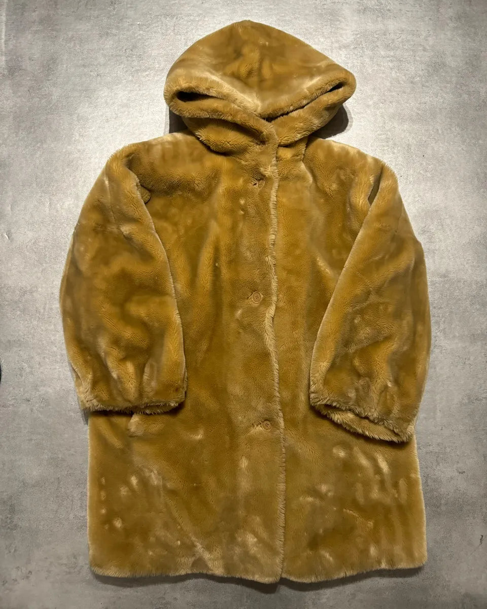 1980s Emporio Armani Faux Fur Long Hooded Large Jacket ZGZQCZm 0