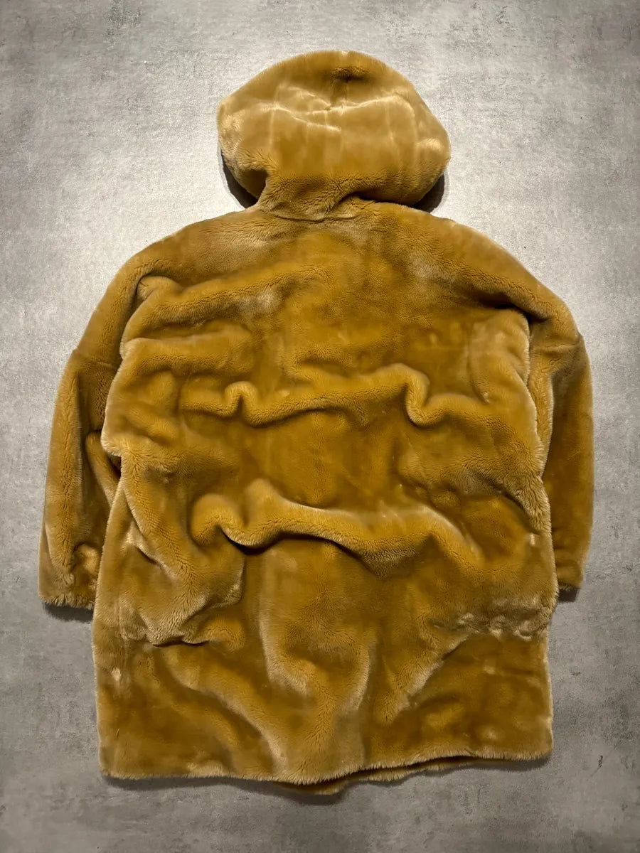 1980s Emporio Armani Faux Fur Long Hooded Large Jacket ZGZQCZm 1