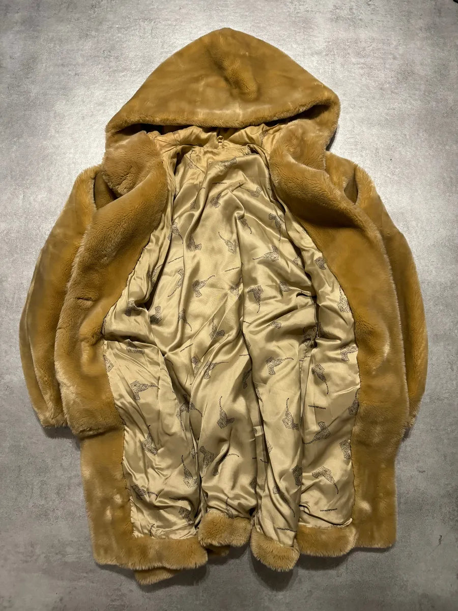 1980s Emporio Armani Faux Fur Long Hooded Large Jacket ZGZQCZm 2