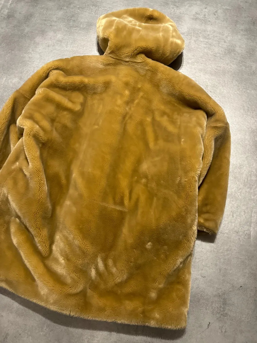 1980s Emporio Armani Faux Fur Long Hooded Large Jacket ZGZQCZm 4
