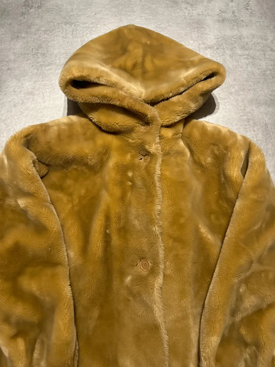 1980s Emporio Armani Faux Fur Long Hooded Large Jacket ZGZQCZm 5