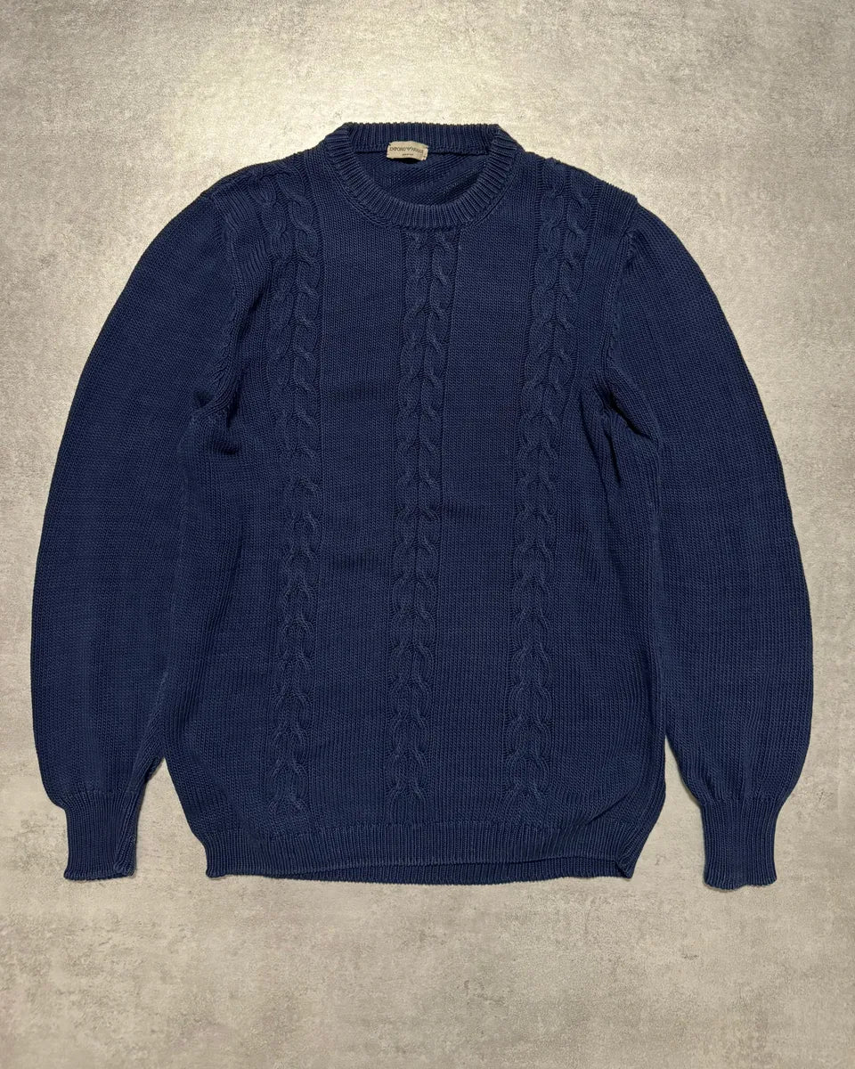 1980s Emporio Armani Navy Emblematic Wool Sweater XmzkTyG 0