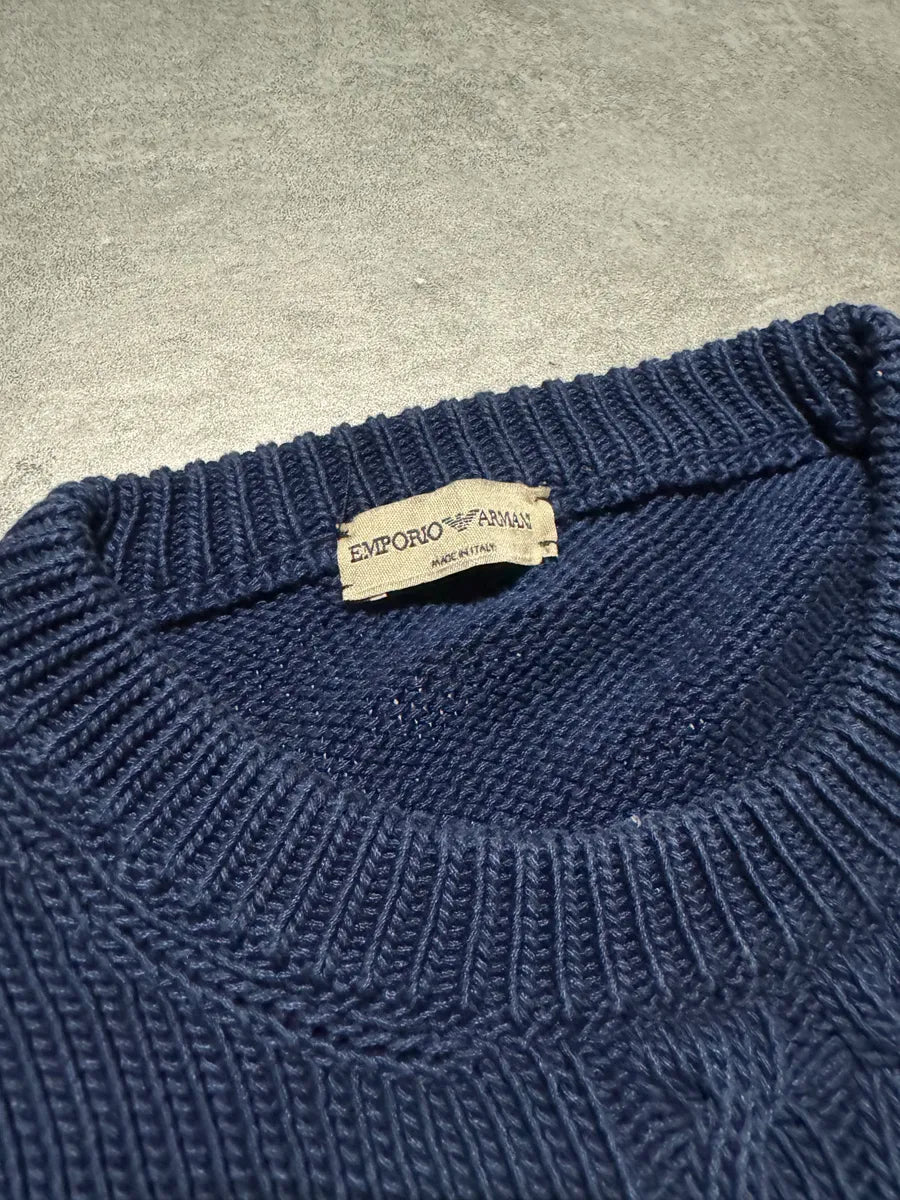 1980s Emporio Armani Navy Emblematic Wool Sweater XmzkTyG 6