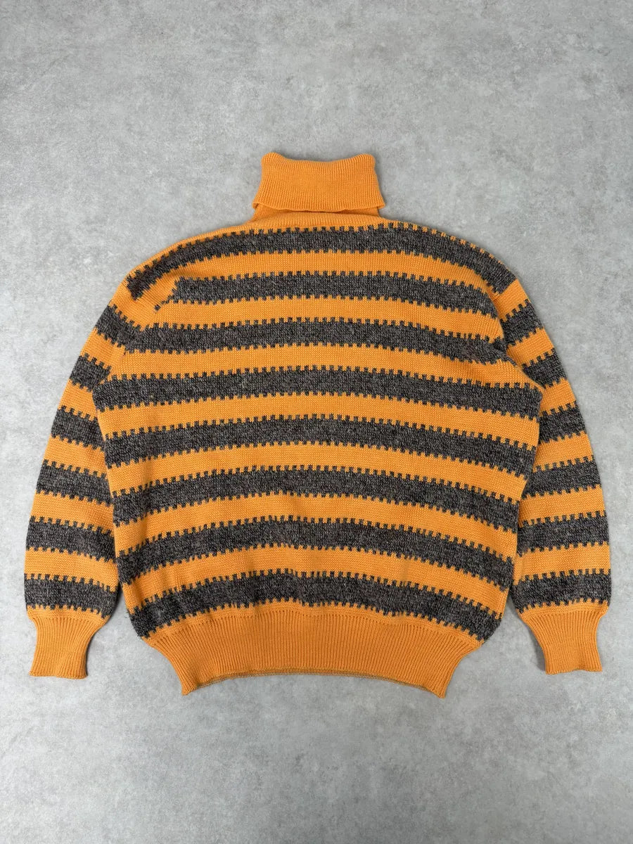 1980s Emporio Armani Orange & Grey Wool Turtleneck Sweater qfacYST 3