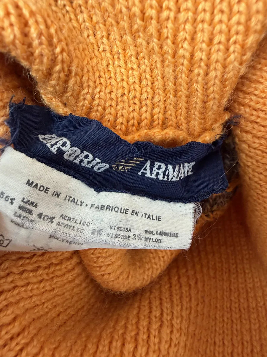 1980s Emporio Armani Orange & Grey Wool Turtleneck Sweater qfacYST 6