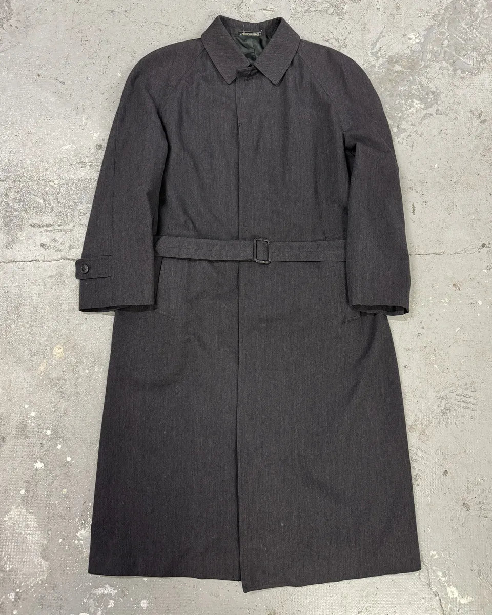 1980s Emporio Armani Wool Grey Belted Trench Coat (L) 0