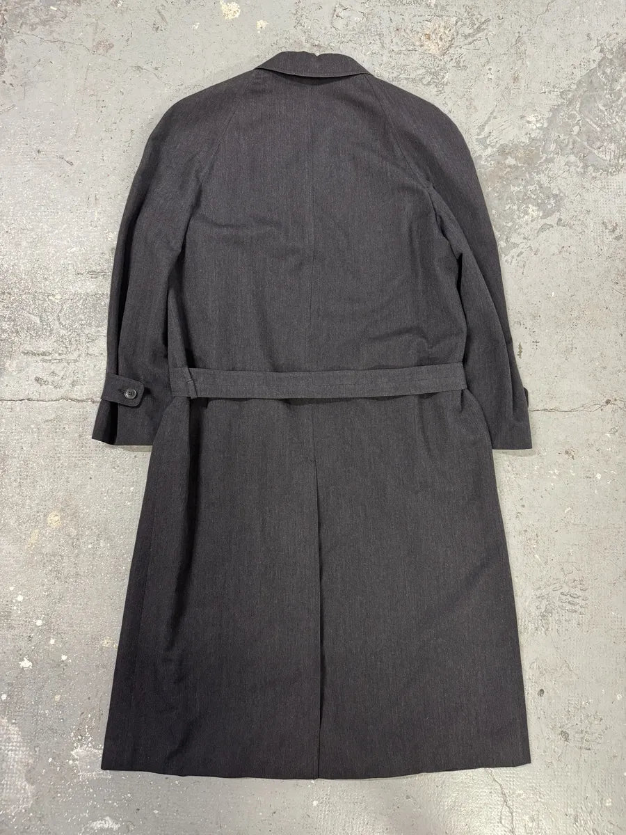 1980s Emporio Armani Wool Grey Belted Trench Coat (L) 1