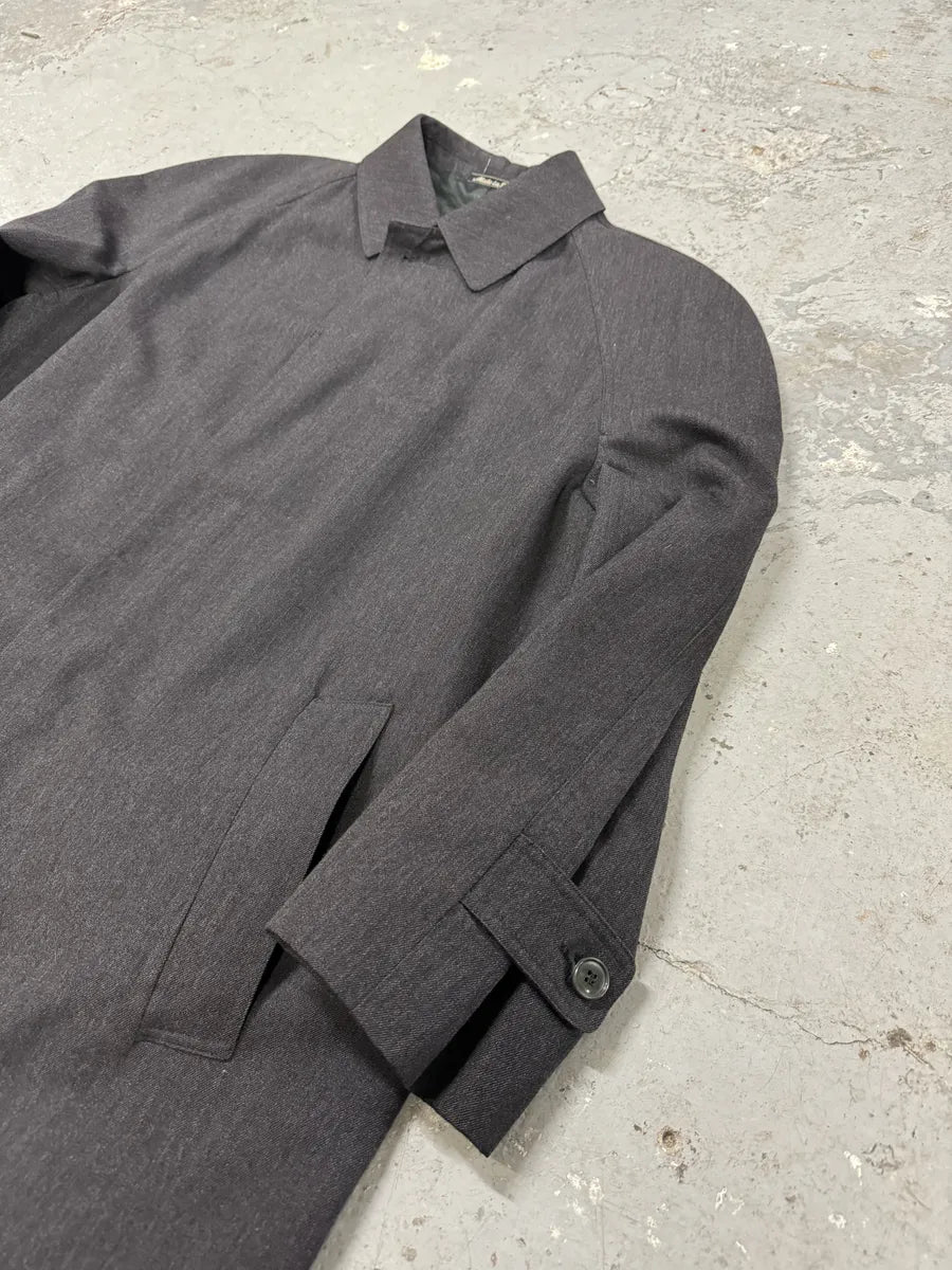 1980s Emporio Armani Wool Grey Belted Trench Coat (L) 2