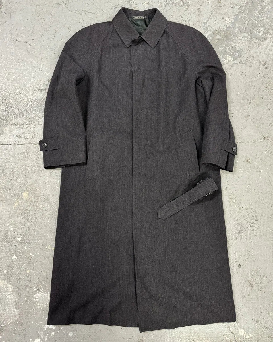 1980s Emporio Armani Wool Grey Belted Trench Coat (L) 4