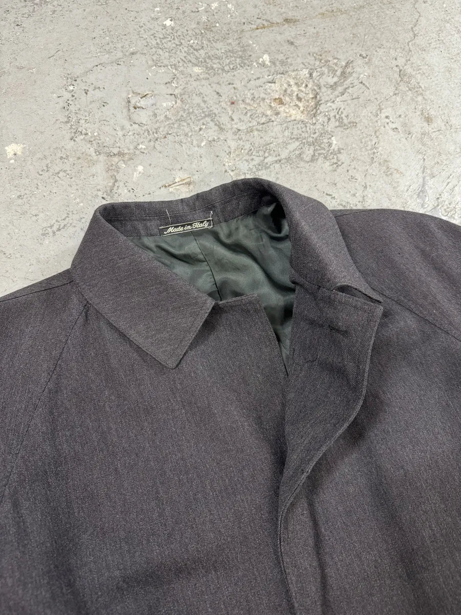 1980s Emporio Armani Wool Grey Belted Trench Coat (L) 5