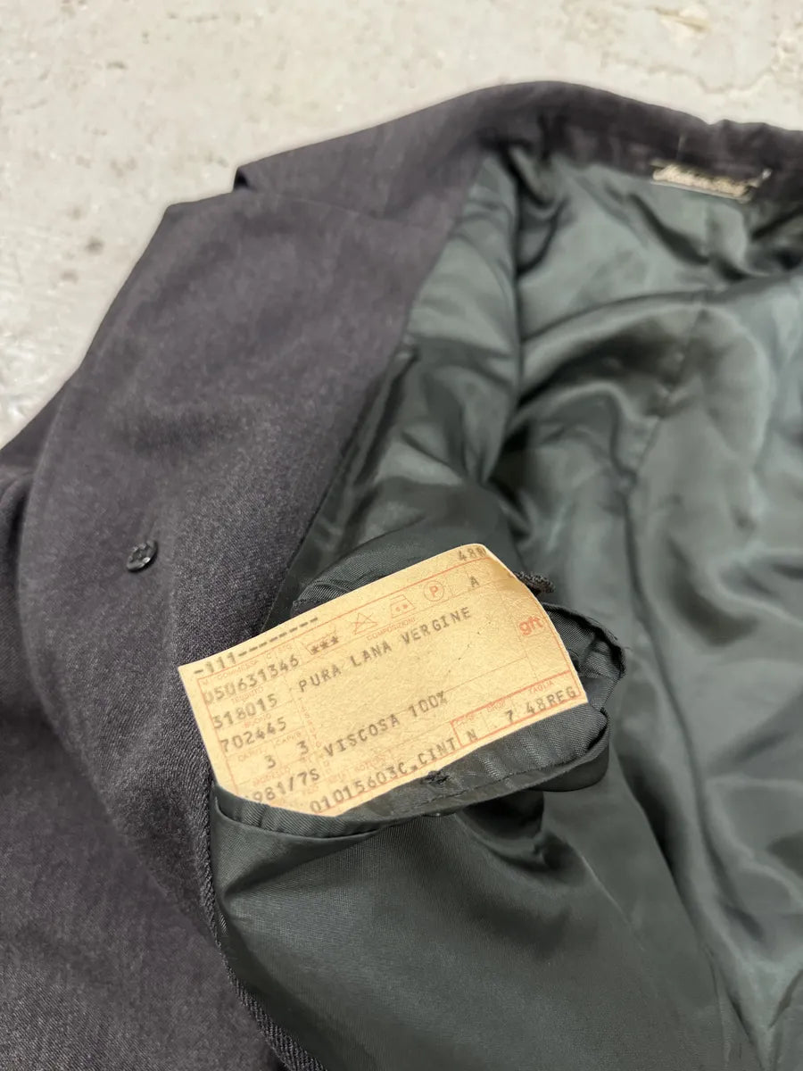 1980s Emporio Armani Wool Grey Belted Trench Coat (L) 6