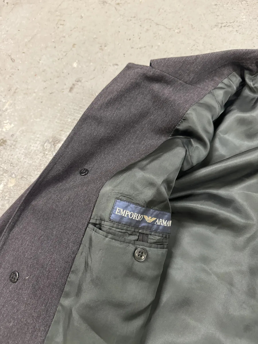 1980s Emporio Armani Wool Grey Belted Trench Coat (L) 7