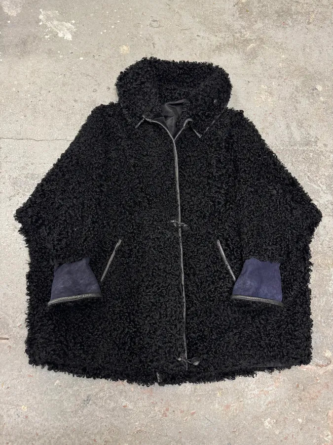 1980s Gianni Versace Black Astrakhan Fur Long Jacket (S/M) 0