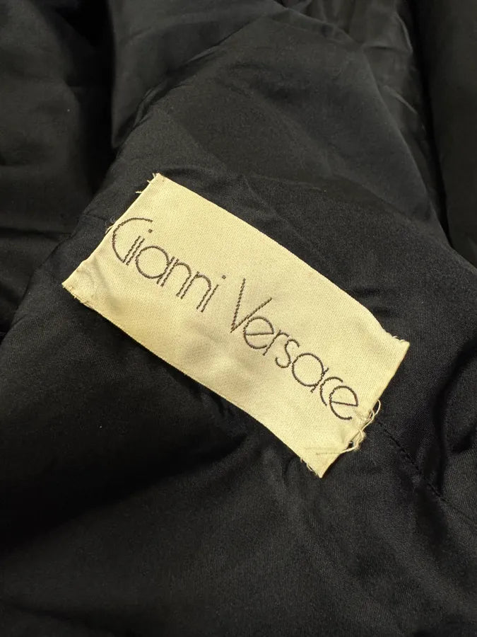 1980s Gianni Versace Black Astrakhan Fur Long Jacket (S/M) 10