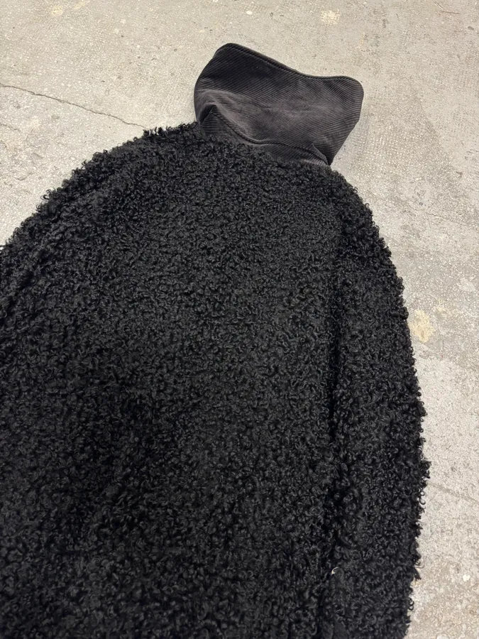 1980s Gianni Versace Black Astrakhan Fur Long Jacket (S/M) 3